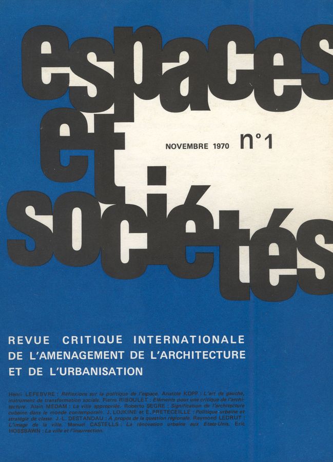 Espaces et Sociétés n°1 Novembre 1970